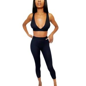 Ribbed Sports Bra and Leggings Set